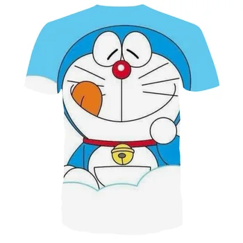 2019 Naujas Mielas moteriški marškinėliai Doraemon Ding Dong Katė T-Shirts 3D Skaitmeninis Spausdinimas vyriški trumpomis rankovėmis Viršūnes mados pora Tee 347