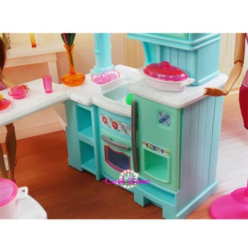 Super Didelis Dydis Žalia Atidaryti Virtuvės Baldai Barbie Doll house Žaislas Priedai 1199