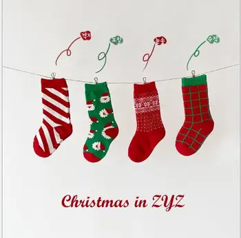 1-8Year 4Pairs Pack Rudens ir žiemos animacinių filmų Kalėdų kojinės sutirštės šiltas vaikų vamzdis kojinės