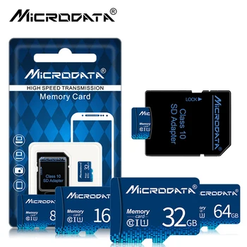 10 klasė Realias galimybes SDHC/SDXC Micro SD kortelę 64GB 32GB 16GB 8GB Atminties Korteles TF kortelę už telefoną, tabletės su sd adapteriu paketas