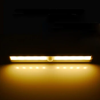 10 LED Šviesos Karoliukai PIR Infraraudonųjų spindulių Judesio Jutiklis Nakties Šviesos Baterijos Energijos Spinta Spinta Spinta Spinta Sienos Lempos, Miegamojo