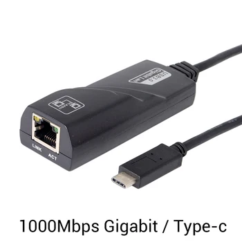 1000Mbps KOMPIUTERIUI K Nešiojamas Aksesuaras Juoda Tipas-c USB-C RJ45 Gigabit Ethernet LAN Tinklo Adapterio Kabelis