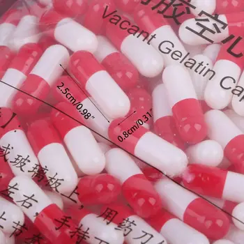 1000Pcs Tuščias Kietos Želatinos Kapsulės MedicineCapsule 0#Raudona Ir Balta Tuščias Tabletes