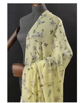 100cm*135cm Elegantiškas Šilko Georgette Krepinio Audinio Natūralaus Šilko Šifono Suknelė Medžiaga Gėlių