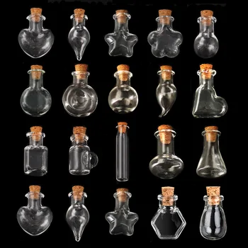 (100vnt) 1-2 ml Mini Stiklo Buteliai Malonių Suvenyrų Žavesio Stiklo Butelis su Kamštienos 
