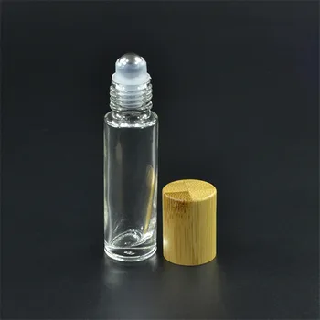 100vnt*10 ml skaidraus stiklo roller butelis su bambuko dangčio roll stiklo butelis bambuko roller buteliuką eterinio aliejaus roller butelis