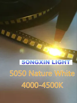 100VNT 5050 SMD LED Diodų smd 5050 Balta/Gamtos baltas led BMT:4000-4500k 0.2 w-60MA 5050 NW
