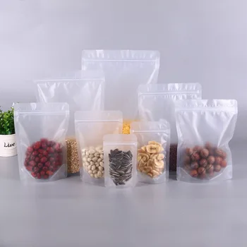 100vnt 7 Dydžių Stand-up Matinio Aiškiai Plastikiniai maišeliai su užtrauktuku Skaidrus mažmeninės Pakavimo maišeliai, daugkartinio naudojimo maisto Užkandžių papuošalai krepšiai