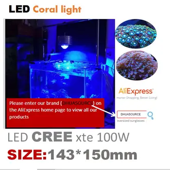 100W Visą spektrą CREE led akvariumo apšvietimo Jūros koralų rifas lemputės šviesos jūros fresherwater žuvų bakas