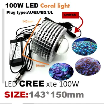 100W Visą spektrą CREE led akvariumo apšvietimo Jūros koralų rifas lemputės šviesos jūros fresherwater žuvų bakas