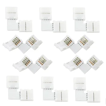 10vnt 4 pin LED Jungtis L Formos, jungiantis kampas stačiu kampu 10mm 5050 LED Šviesos Juostelės RGB Spalvų Nemokamas pristatymas