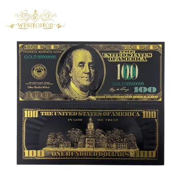 10vnt/Daug Naujo Dizaino Amerikos Banknotų 100 Dolerių Banknotą į 24k Juoda paauksuoti Netikrą Popierinių Pinigų Kolekcija