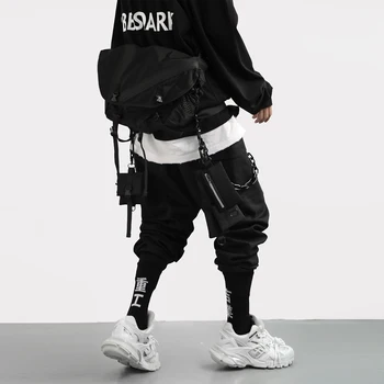 11 BYBB TAMSU 2020 Streetwear Nuimamas Juostelės Krovinių Ziajać Vyras Hip-Hop Funkcija Tactical Kelnes Elastinga Juosmens Jogger Vyrų Kelnės