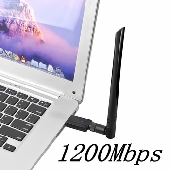 1200Mbps USB Belaidžio Tinklo Kortelė 5.8 G/2.4 G Dual-band Wireless Imtuvas, USB 3.0, Ethernet, Wifi Adapteris, Antena WLAN Wi-Fi Dongle