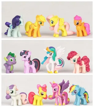 12pcs/set Mano Mažai Pony Vaivorykštė Brūkšnys Mielas Žaislų Arklys Modelis Vaikams Gimtadienio Dovana Karšto Pardavimo
