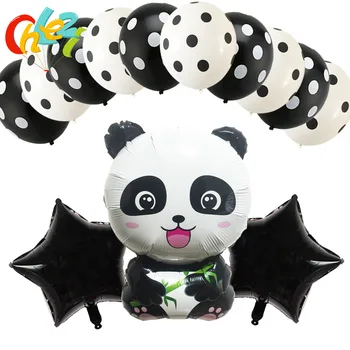 13pcs Animacinių filmų Panda Folija Balionai su Gimtadieniu dekoracijos vaikams pripučiami Klasikinis Žaislai, kūdikių dušas, Kinijos Panda Globos 15728