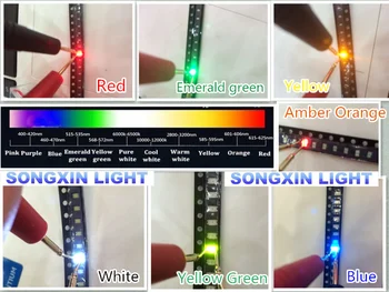 1400pcs 0603 SMD LED Asortimentas Raudona/Žalia/Mėlyna/Geltona/Balta/Smaragdas žalia/Oranžinė 200pcs kiekvieną SMD LED 0603 Diodų Pack 1.6*0.8*0.6