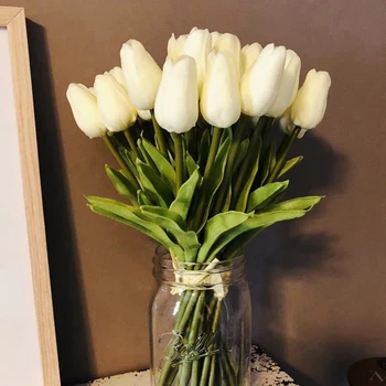 15 Gabalas Grožio Paspauskite Gėlių Tulpių Dirbtinių Gėlių Puokštė Netikrą Gėlių Nuotakos Puokštė Gėlių Dekoracija Vestuvių