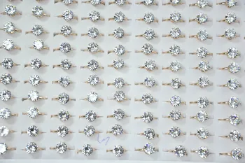 150Pcs 1.75 ct AAA Cirkonis Karšto pardavimo Rose Aukso Sužadėtuvių Žiedai, Vestuvių žiedas daug moterų anel Austrijos Kristalai, Papuošalai LR4052