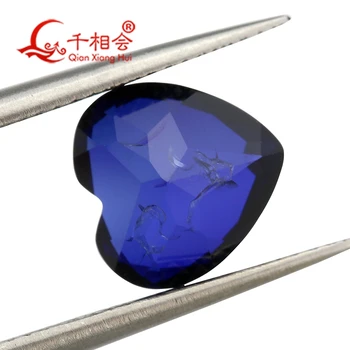 15x15mm širdies formos dirbtinių sapphir e mėlyna spalva natura l supjaustyti įskaitant nedidelius įtrūkimus ir intarpų korundas prarasti akmuo perlas