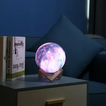 16 Spalvų 3D Spausdinimo Star Mėnulio Lempos Spalvinga Keisti Touch Kontrolės Miegamasis USB LED Nakties Šviesos Kūrybos Galaxy Lempa Namų Dekoro