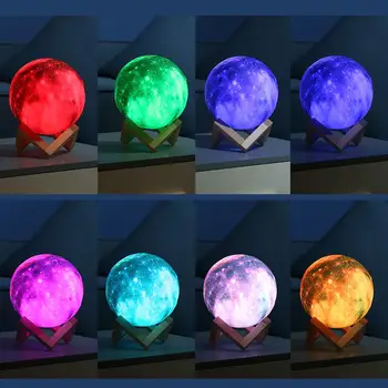 16 Spalvų 3D Spausdinimo Star Mėnulio Lempos Spalvinga Keisti Touch Kontrolės Miegamasis USB LED Nakties Šviesos Kūrybos Galaxy Lempa Namų Dekoro