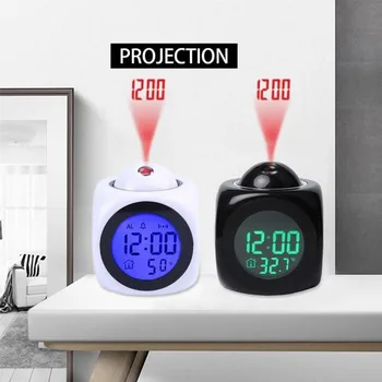 1pc Laikrodis-Žadintuvas Su Projekciniai, LCD Balso Pranešimą Laikrodis Šviesos Daugiafunkcinis Ekranas LED Projection Alarm Clock Skaitmeninių Namų
