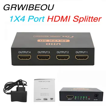 1X4 Uosto HDMI Splitter 1080p 4K X 2K 3D vaizdo garso HDMI Switcher 1 Rašymas 4 Galia Parama HDCP DVD grotuvai, HDTV monitoriai