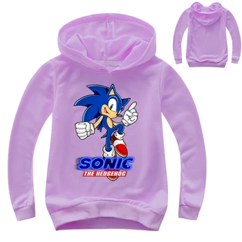 2-14Y Sonic The Hedgehog Hoodie Vaikų Berniukų Paltai Megztiniai Hoodies Puloveriai Viršutiniai drabužiai Striukę, sportinius kostiumus ir kostiumus bėgiojimui Merginos Streetwear Hoody