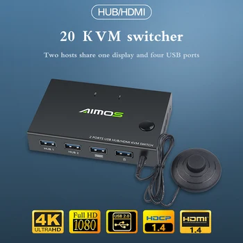 2 VNT Bendrinimo Klaviatūrą, Pelę, Spausdintuvą Prijungti Ir Paly Iš 4K USB HDMI KVM Switch Box Vaizdo Ekranas USB Jungiklis Splitter 2020 KARŠTO