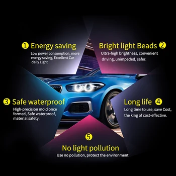 2 Vnt LED Angel Eyes Marker Lemputės Lempučių BMW E39 E53 E60 E61 E63 E64 E65 E66 E87 525i 530i xi 545i M5