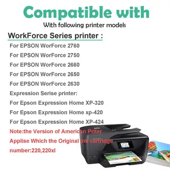 20 Pk Suderinama Epson T220 XL Rašalo kasetė Epson WorkForce WF 2650 WF-2630 WF-2660 WF-2750 WF-2760 XP-320 XP-420 XP-424