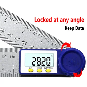 200mm Skaitmeninis Matlankis Inclinometer Goniometer Lygio Matavimo Priemonė Elektroninių Kampo Indikatorius Nerūdijančio Plieno Kampas Valdovas