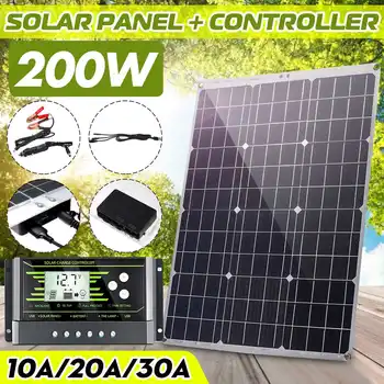 200W 18V Portable Solar Panel Dvigubas USB Power Banko Valdybos Išorės Baterija Įkraunama Saulės Elementų Valdybos Krokodilas Įrašus Automobilinis įkroviklis