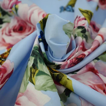 2018 reaktyvusis dažyti mėlyna apačioje rožės, drugeliai, kūdikių medvilnės audinio vasaros suknelė telas por metro tissu as metrų vestidos 16482
