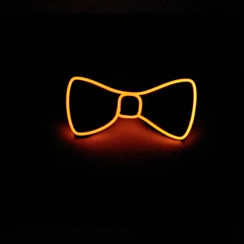 2019 10 Naujų Spalvų Pasirinkimas Mirksi lemputės LED Neon peteliškę Citrinų Žaliai švyti EL viela BowTie Vakare Šaliai Dekoro