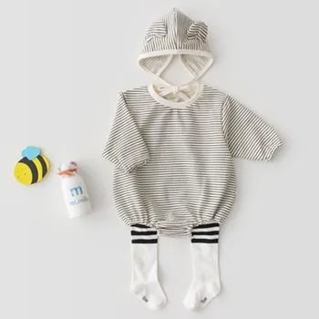 2019 Kūdikių Berniukų, Mergaičių Drabužiai Jumpsuits+Hat ilgomis Rankovėmis Kūdikių drabužiai Kūdikiams Mergina Medvilnės Drabužius Kūdikiams Korėja, Japonija Stilius 30080