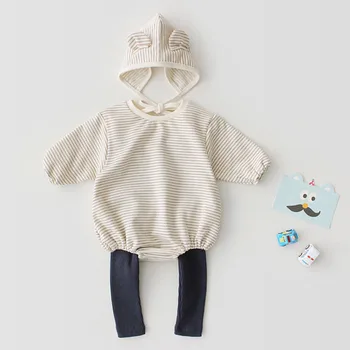 2019 Kūdikių Berniukų, Mergaičių Drabužiai Jumpsuits+Hat ilgomis Rankovėmis Kūdikių drabužiai Kūdikiams Mergina Medvilnės Drabužius Kūdikiams Korėja, Japonija Stilius