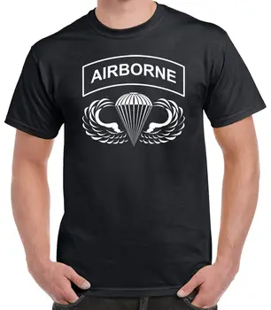 2019 m. Vasarą Medvilnės Marškinėliai, Ore Hardcore Marškinėliai - Desantininkas Šuolis Sparnus 82nd 101st - Mados T-shirt