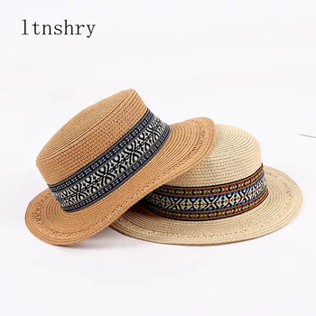 2019 m. Vasarą spausdinimo Saulės Skrybėlę paprastumo Mados Patogus Ponios Moterų Šiaudų Kepurė Panama stiliaus Sulankstomas Saulės Paplūdimio Skrybėlę nuo saulės skrybėlę 48217