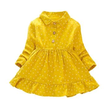 2019 Mergaičių Drabužius Rudenį Naujų Vaikų Clohting Dot Spausdinti Mada Vaikams Princesė Dress Kūdikių Mergaitės Suknelė 4174