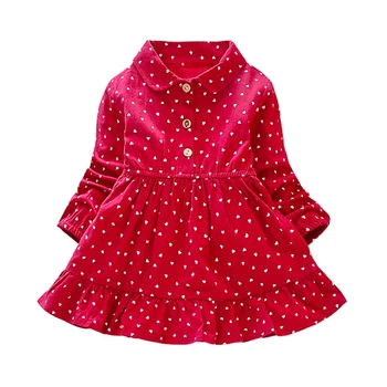 2019 Mergaičių Drabužius Rudenį Naujų Vaikų Clohting Dot Spausdinti Mada Vaikams Princesė Dress Kūdikių Mergaitės Suknelė