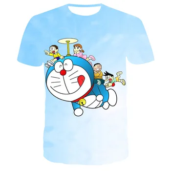 2019 Naujas Mielas moteriški marškinėliai Doraemon Ding Dong Katė T-Shirts 3D Skaitmeninis Spausdinimas vyriški trumpomis rankovėmis Viršūnes mados pora Tee