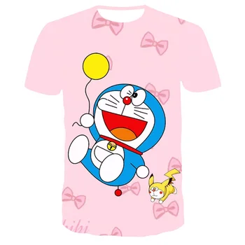 2019 Naujas Mielas moteriški marškinėliai Doraemon Ding Dong Katė T-Shirts 3D Skaitmeninis Spausdinimas vyriški trumpomis rankovėmis Viršūnes mados pora Tee