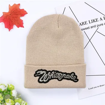 2019 Naujas Whitesnake HARD ROCK Logotipą, Žieminės Kepurės Laisvalaikio Kepuraitė Vyrų Moterų Mados Megzti Žiemos Skrybėlę Hip-hop Skullies Skrybėlę