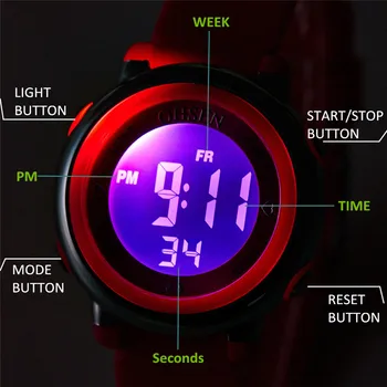 2019 Relogio OHSEN Mados moteriški/vyriški Sportiniai Laikrodžiai Vandeniui LED Skaitmeninio Laikrodžio Vyrai Moterys Daugiafunkcį Mergaitė/Berniukas Laikrodis