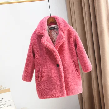2019 vaikų žiemos ilgas kailis mergaičių vilnoniai paltai