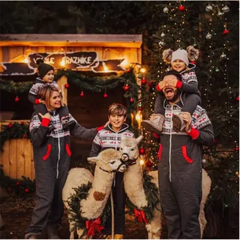 2020 Kalėdų Šeimos Atitikimo Pižama Gobtuvu Romper Elnias Spausdinti Suaugusių Moterų, Vaikų, Šeimos Drabužius Kalėdos Sleepwear Jumpsuit
