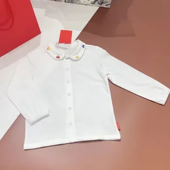 2020 kūdikių marškinėliai baltos spalvos, siuvinėta vyšnių gėlių automobilio modelio medvilnės mergaitės berniukai viršūnės