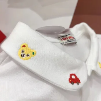 2020 kūdikių marškinėliai baltos spalvos, siuvinėta vyšnių gėlių automobilio modelio medvilnės mergaitės berniukai viršūnės